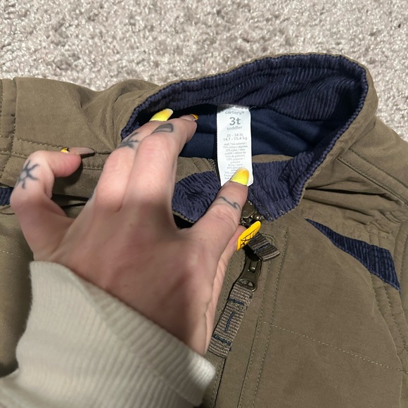 Carter's Olive Vest with Navy Accents- 3T- like new - Picture 2 of 2